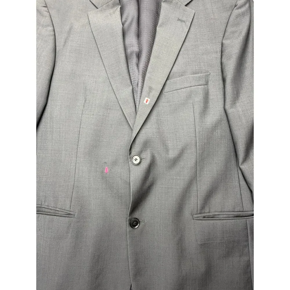 BOSS Hugo Boss Blazer 42R Gray 100% Virgin Wool 2 Button Made Turkey